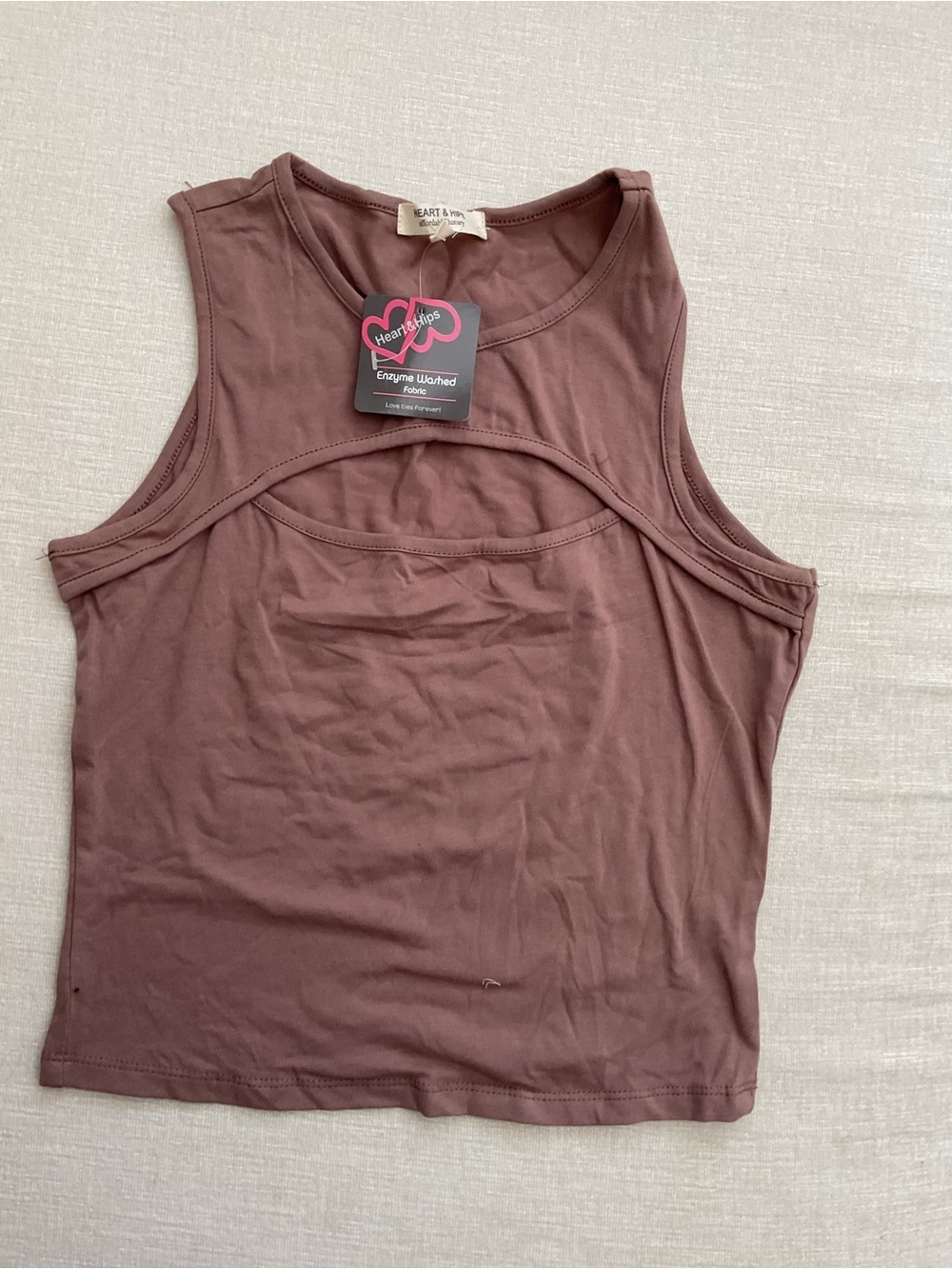Heart Hips Mauve-Brown Cutout Crop Tank Top